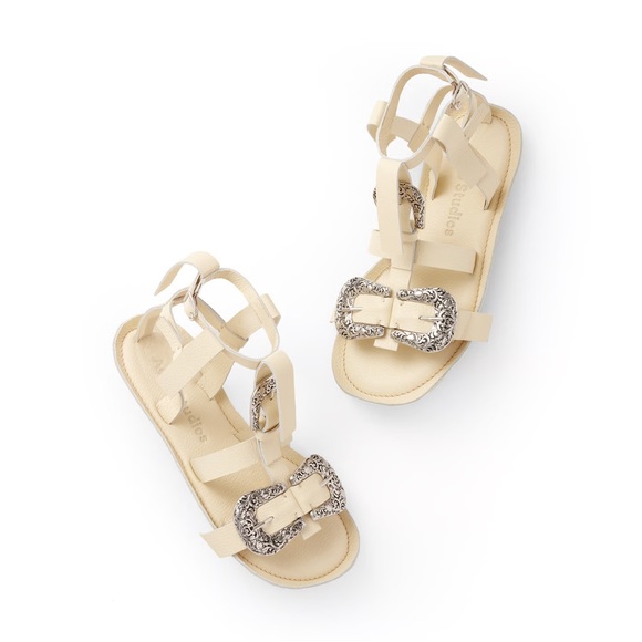 Acne Studios Beige Sandals with Silver Buckle - Picture 1 of 7